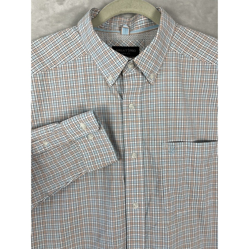 ARIAT Men Shirt XL Checked Pro Series Button Up Long Sleeve Western Cowboy